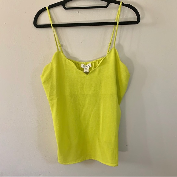 Monteau Tops - Bright Green scalloped edge tank top